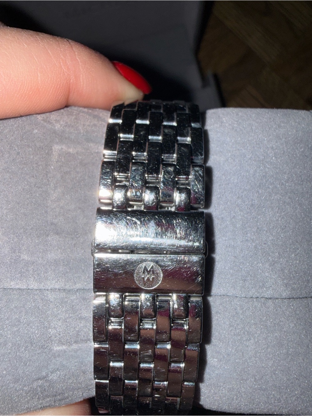 Michele Silver-Tone Linked Bracelet Watch Band - Picture 6 of 6